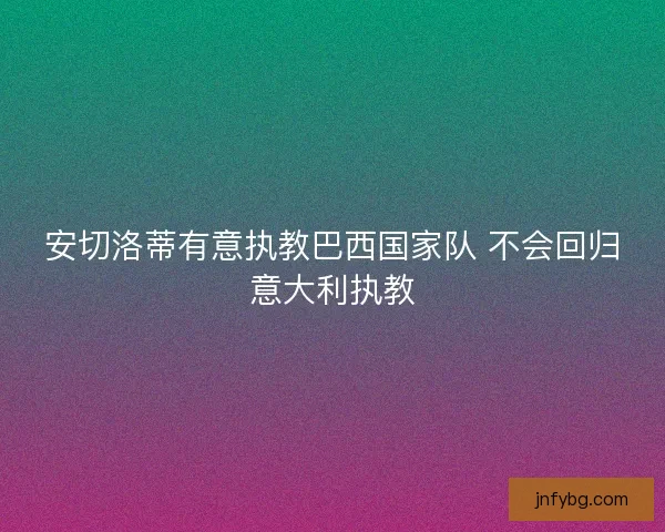 安切洛蒂有意执教巴西国家队 不会回归意大利执教 安切洛蒂有意执教巴西国家队 不会回归意大利执教