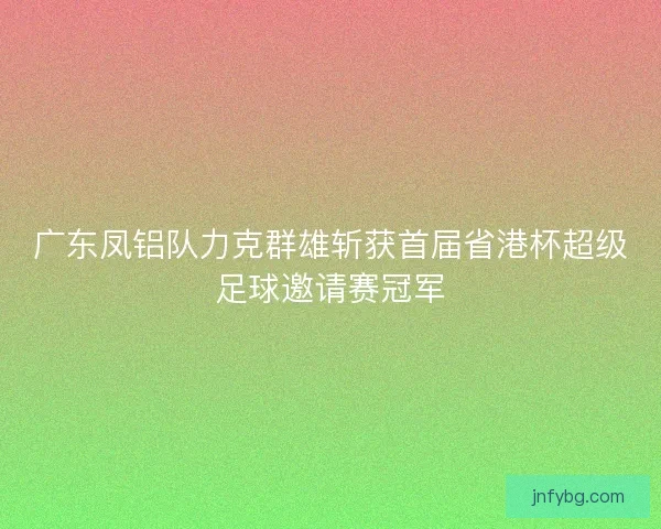 广东凤铝队力克群雄斩获首届省港杯超级足球邀请赛冠军 广东凤铝队力克群雄斩获首届省港杯超级足球邀请赛冠军