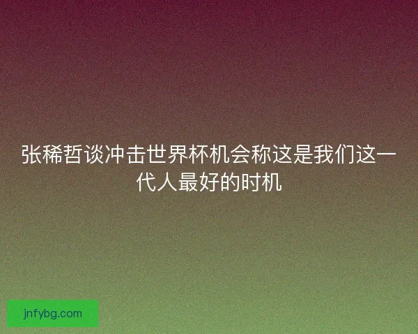 张稀哲谈冲击世界杯机会称这是我们这一代人最好的时机